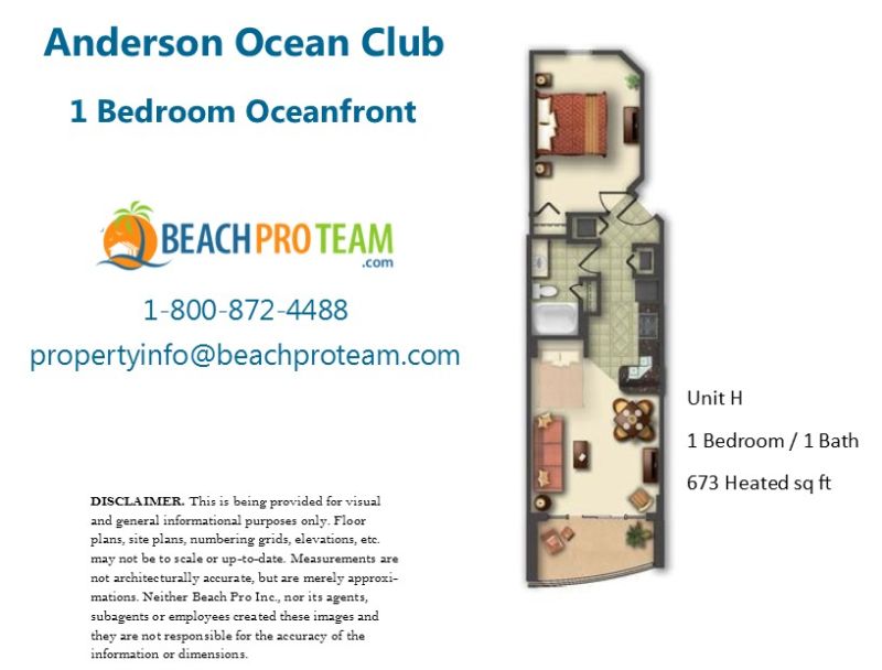 Anderson Ocean Club Floor Plan H - 1 Bedroom Oceanfront